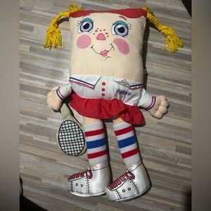 Vintage 1985 Pillow People Girl Tennis Player Athlete Sports 32" Large Plush Toy